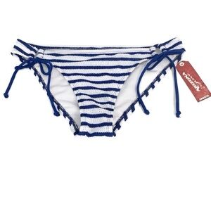 NWT Arizona Jean Company Striped Tie at Hip Bikini Bottoms Metal Detailing